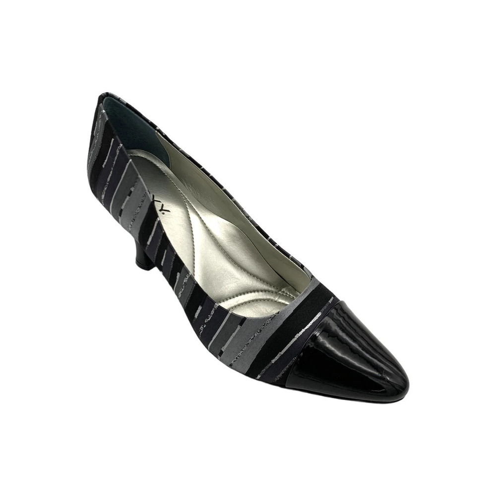 Proxy Women's Devnet Heel Pumps Black/Grey/Silver Stripe - Narrow